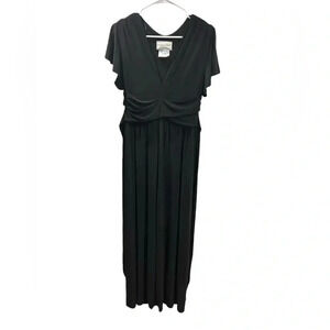 BHLDN Black Flutter Sleeve Maxi Dress Size 6